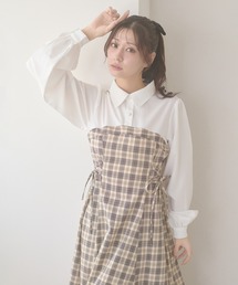 Ambre Neige（アンブルネージュ）の「assortment lace up docking Long Dress / アソートレースアップドッキングロングワンピース（ワンピース）」