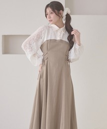 Ambre Neige（アンブルネージュ）の「assortment lace up docking Long Dress / アソートレースアップドッキングロングワンピース（ワンピース）」