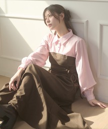 Ambre Neige（アンブルネージュ）の「assortment lace up docking Long Dress / アソートレースアップドッキングロングワンピース（ワンピース）」