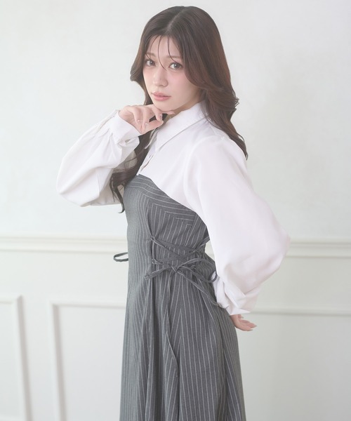 Ambre Neige（アンブルネージュ）の「assortment lace up docking Long Dress / アソートレースアップドッキングロングワンピース（ワンピース・レディース・ブラウン系その他/グレー系その他/グレー/ベージュ/ベージュ系その他・FREE）」の18枚目の写真