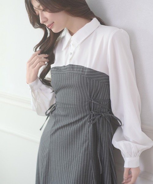 Ambre Neige（アンブルネージュ）の「assortment lace up docking Long Dress / アソートレースアップドッキングロングワンピース（ワンピース・レディース・ブラウン系その他/グレー系その他/グレー/ベージュ/ベージュ系その他・FREE）」の19枚目の写真