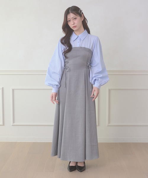 Ambre Neige（アンブルネージュ）の「assortment lace up docking Long Dress / アソートレースアップドッキングロングワンピース（ワンピース・レディース・ブラウン系その他/グレー系その他/グレー/ベージュ/ベージュ系その他・FREE）」の13枚目の写真