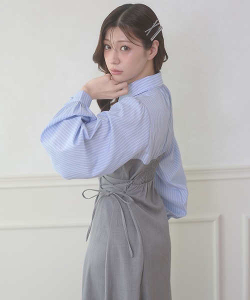 Ambre Neige（アンブルネージュ）の「assortment lace up docking Long Dress / アソートレースアップドッキングロングワンピース（ワンピース・レディース・ブラウン系その他/グレー系その他/グレー/ベージュ/ベージュ系その他・FREE）」の11枚目の写真