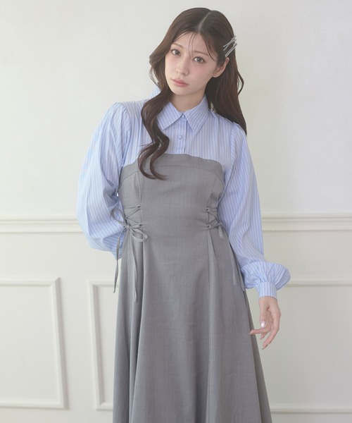 Ambre Neige（アンブルネージュ）の「assortment lace up docking Long Dress / アソートレースアップドッキングロングワンピース（ワンピース・レディース・ブラウン系その他/グレー系その他/グレー/ベージュ/ベージュ系その他・FREE）」の10枚目の写真