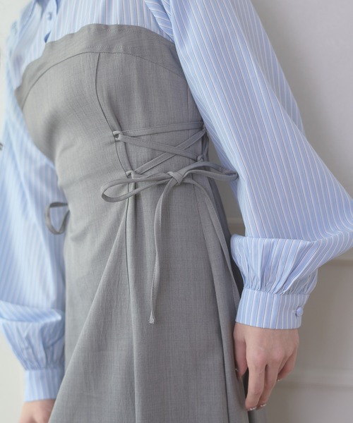 Ambre Neige（アンブルネージュ）の「assortment lace up docking Long Dress / アソートレースアップドッキングロングワンピース（ワンピース・レディース・ブラウン系その他/グレー系その他/グレー/ベージュ/ベージュ系その他・FREE）」の12枚目の写真