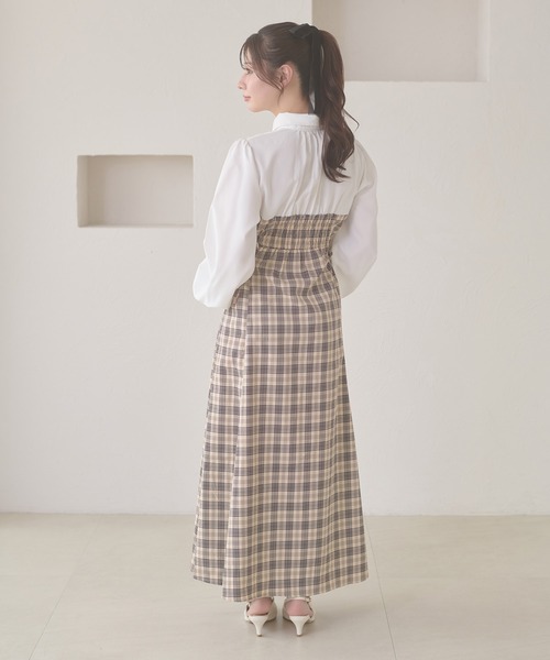 セール】assortment lace up docking Long Dress / アソートレース