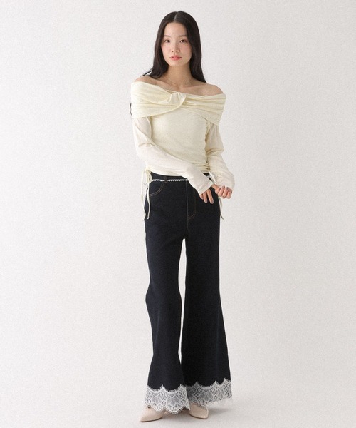 Heather(ヘザー)の「ツイストオフショルカットソー 655823(Tシャツ/カットソー・レディース・アイボリー/グレー/ブラック・FREE)」の7枚目の写真