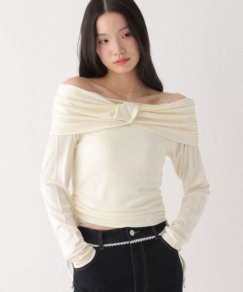 Heather(ヘザー)の「ツイストオフショルカットソー 655823(Tシャツ/カットソー・レディース・アイボリー/グレー/ブラック・FREE)」の11枚目の写真