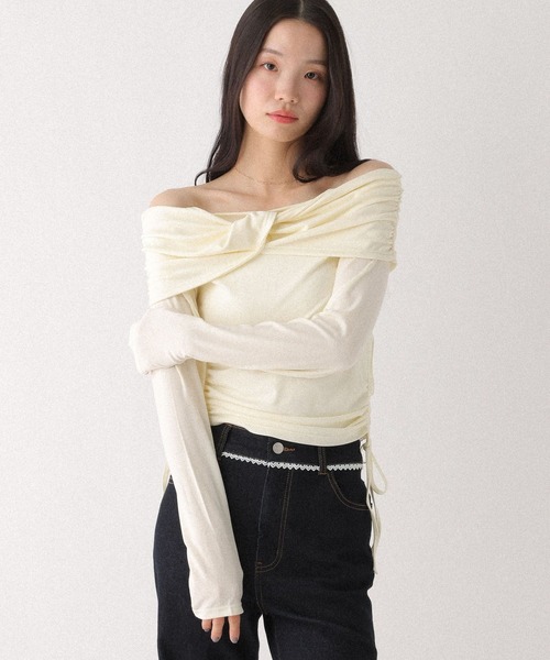 Heather(ヘザー)の「ツイストオフショルカットソー 655823(Tシャツ/カットソー・レディース・アイボリー/グレー/ブラック・FREE)」の12枚目の写真