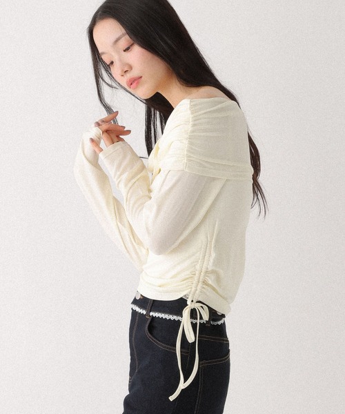 Heather(ヘザー)の「ツイストオフショルカットソー 655823(Tシャツ/カットソー・レディース・アイボリー/グレー/ブラック・FREE)」の13枚目の写真