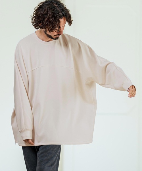 Magine(マージン)の「mlt5593- Switching Panel Drawstring Hem Relax Fit Long Sleeve T-Shirt スイッチングパネルロングスリーブTシャツ(MGN-261-011)(Tシャツ/カットソー・メンズ・カーキ/ブラック/オフホワイト・48/46/44)」の2枚目の写真