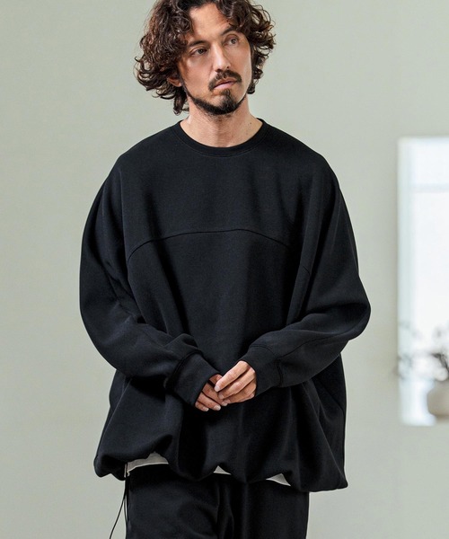 Magine(マージン)の「mlt5593- Switching Panel Drawstring Hem Relax Fit Long Sleeve T-Shirt スイッチングパネルロングスリーブTシャツ(MGN-261-011)(Tシャツ/カットソー・メンズ・カーキ/ブラック/オフホワイト・48/46/44)」の4枚目の写真