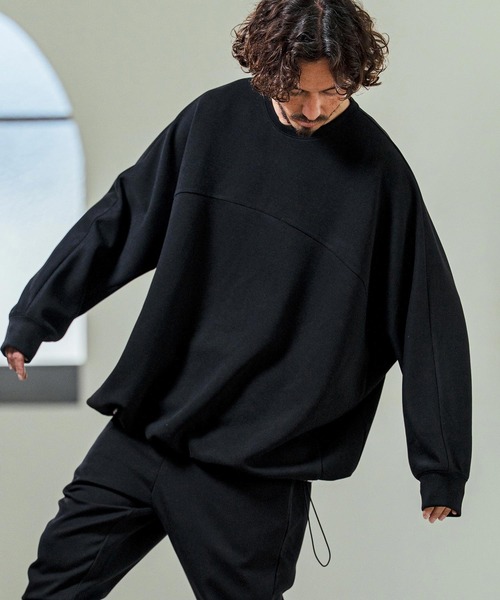 Magine(マージン)の「mlt5593- Switching Panel Drawstring Hem Relax Fit Long Sleeve T-Shirt スイッチングパネルロングスリーブTシャツ(MGN-261-011)(Tシャツ/カットソー・メンズ・カーキ/ブラック/オフホワイト・48/46/44)」の5枚目の写真