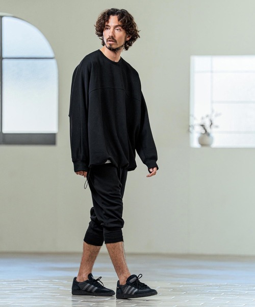 Magine(マージン)の「mlt5593- Switching Panel Drawstring Hem Relax Fit Long Sleeve T-Shirt スイッチングパネルロングスリーブTシャツ(MGN-261-011)(Tシャツ/カットソー・メンズ・カーキ/ブラック/オフホワイト・48/46/44)」の6枚目の写真