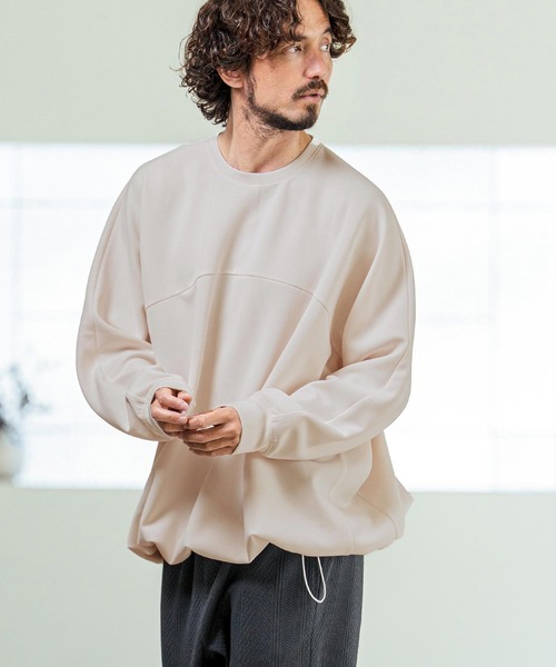 Magine(マージン)の「mlt5593- Switching Panel Drawstring Hem Relax Fit Long Sleeve T-Shirt スイッチングパネルロングスリーブTシャツ(MGN-261-011)(Tシャツ/カットソー・メンズ・カーキ/ブラック/オフホワイト・48/46/44)」の8枚目の写真