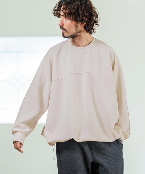 Magine(マージン)の「mlt5593- Switching Panel Drawstring Hem Relax Fit Long Sleeve T-Shirt スイッチングパネルロングスリーブTシャツ(MGN-261-011)(Tシャツ/カットソー・メンズ・カーキ/ブラック/オフホワイト・48/46/44)」の9枚目の写真