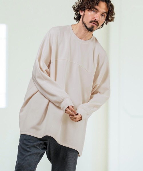 Magine(マージン)の「mlt5593- Switching Panel Drawstring Hem Relax Fit Long Sleeve T-Shirt スイッチングパネルロングスリーブTシャツ(MGN-261-011)(Tシャツ/カットソー・メンズ・カーキ/ブラック/オフホワイト・48/46/44)」の10枚目の写真