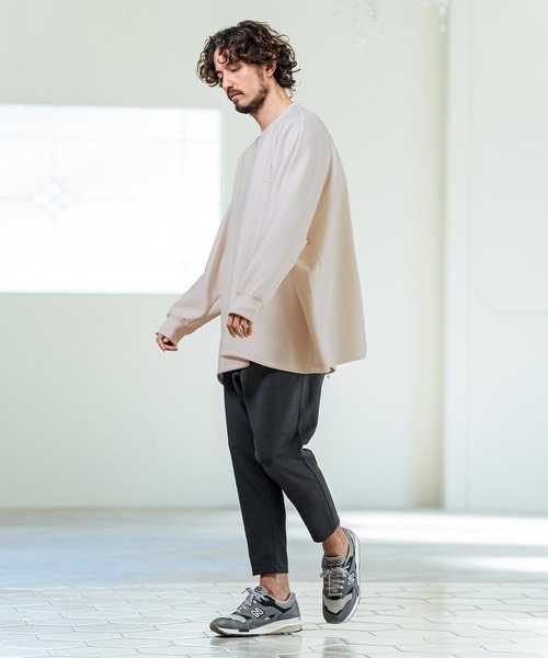 Magine(マージン)の「mlt5593- Switching Panel Drawstring Hem Relax Fit Long Sleeve T-Shirt スイッチングパネルロングスリーブTシャツ(MGN-261-011)(Tシャツ/カットソー・メンズ・カーキ/ブラック/オフホワイト・48/46/44)」の12枚目の写真
