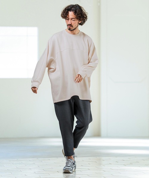 Magine(マージン)の「mlt5593- Switching Panel Drawstring Hem Relax Fit Long Sleeve T-Shirt スイッチングパネルロングスリーブTシャツ(MGN-261-011)(Tシャツ/カットソー・メンズ・カーキ/ブラック/オフホワイト・48/46/44)」の13枚目の写真