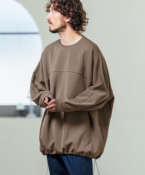 Magine(マージン)の「mlt5593- Switching Panel Drawstring Hem Relax Fit Long Sleeve T-Shirt スイッチングパネルロングスリーブTシャツ(MGN-261-011)(Tシャツ/カットソー・メンズ・カーキ/ブラック/オフホワイト・48/46/44)」の15枚目の写真