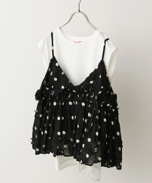 Spick & Span（スピックアンドスパン）の「《追加》crinkle crinkle crinkle 別注3D embroidery dot camisole*（キャミソール・レディース・ブラック・FREE）」の2枚目の写真