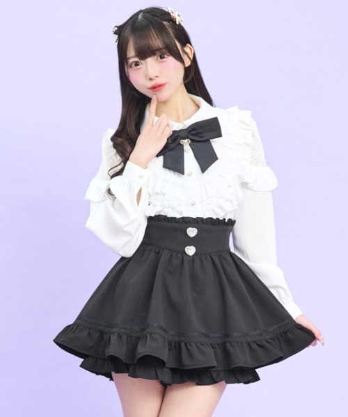 Secret Honey（シークレットハニー）の「裾ダブルフリルスカパン（スカート・レディース・ブラック/ピンク・MEDIUM）」の2枚目の写真