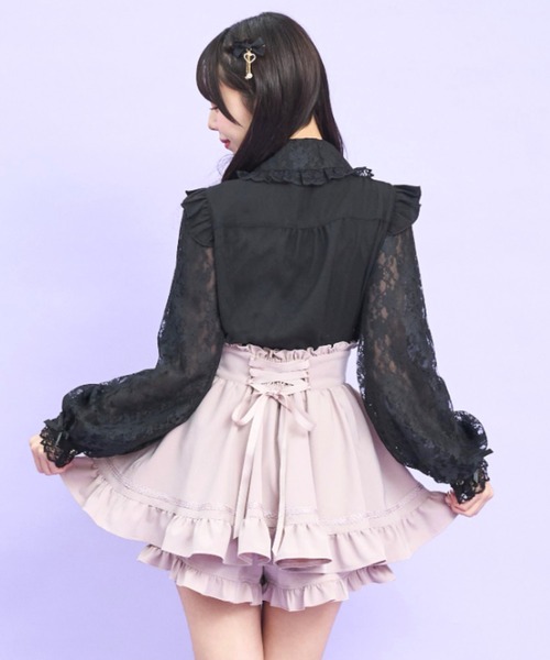 Secret Honey(シークレットハニー)の「裾ダブルフリルスカパン(スカート・レディース・ブラック/ピンク・MEDIUM)」の10枚目の写真