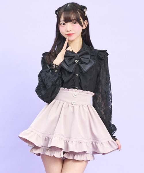 Secret Honey(シークレットハニー)の「裾ダブルフリルスカパン(スカート・レディース・ブラック/ピンク・MEDIUM)」の9枚目の写真