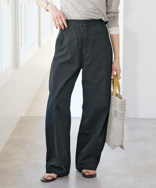 Spick & Span（スピックアンドスパン）の「コットンバレルレッグパンツ（その他パンツ・レディース・ベージュ/ブラック/ホワイト・40/38/36）」の8枚目の写真