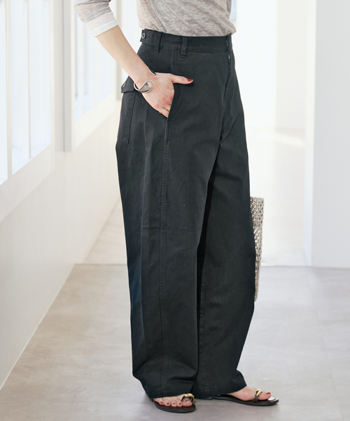 Spick & Span（スピックアンドスパン）の「コットンバレルレッグパンツ（その他パンツ・レディース・ベージュ/ブラック/ホワイト・40/38/36）」の9枚目の写真