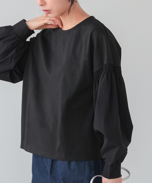 itto...(イット)の「【イージーケア&接触冷感】パフスリーブ切替トップス(Tシャツ/カットソー・レディース・オフホワイト/グレイッシュベージュ/ブラック・FREE)」の21枚目の写真