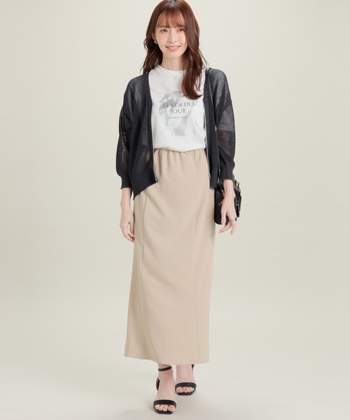 GLACIER lusso(グラシアルッソ)の「【美冷・接触冷感・速乾ドライ・UVカット】ハクプリントTシャツ(Tシャツ/カットソー・レディース・グレイッシュブルー/グレイッシュベージュ/アイボリー/スミクロ・S/M/LL/L)」の6枚目の写真
