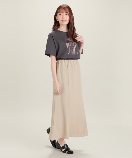 GLACIER lusso(グラシアルッソ)の「【美冷・接触冷感・速乾ドライ・UVカット】ハクプリントTシャツ(Tシャツ/カットソー・レディース・グレイッシュブルー/グレイッシュベージュ/アイボリー/スミクロ・S/M/LL/L)」の11枚目の写真