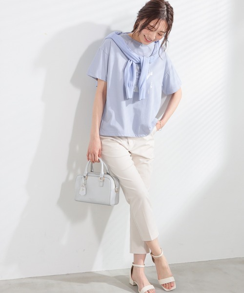 GLACIER lusso(グラシアルッソ)の「【美冷・接触冷感・速乾ドライ・UVカット】ハクプリントTシャツ(Tシャツ/カットソー・レディース・グレイッシュブルー/グレイッシュベージュ/アイボリー/スミクロ・S/M/LL/L)」の15枚目の写真