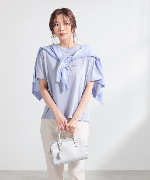 GLACIER lusso(グラシアルッソ)の「【美冷・接触冷感・速乾ドライ・UVカット】ハクプリントTシャツ(Tシャツ/カットソー・レディース・グレイッシュブルー/グレイッシュベージュ/アイボリー/スミクロ・S/M/LL/L)」の17枚目の写真