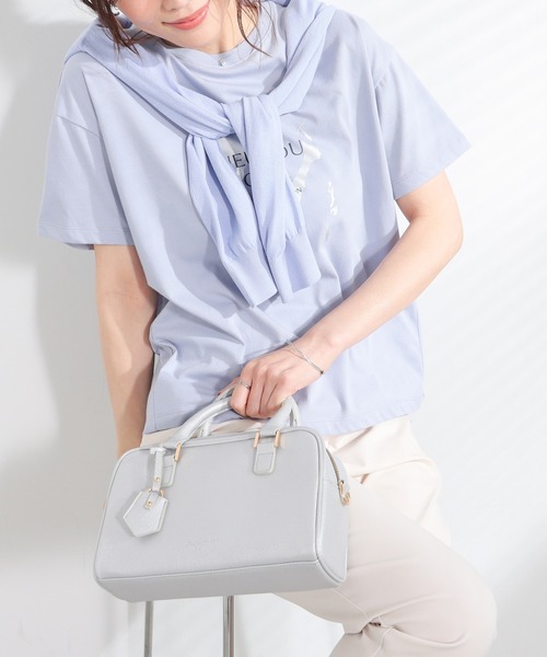 GLACIER lusso(グラシアルッソ)の「【美冷・接触冷感・速乾ドライ・UVカット】ハクプリントTシャツ(Tシャツ/カットソー・レディース・グレイッシュブルー/グレイッシュベージュ/アイボリー/スミクロ・S/M/LL/L)」の20枚目の写真