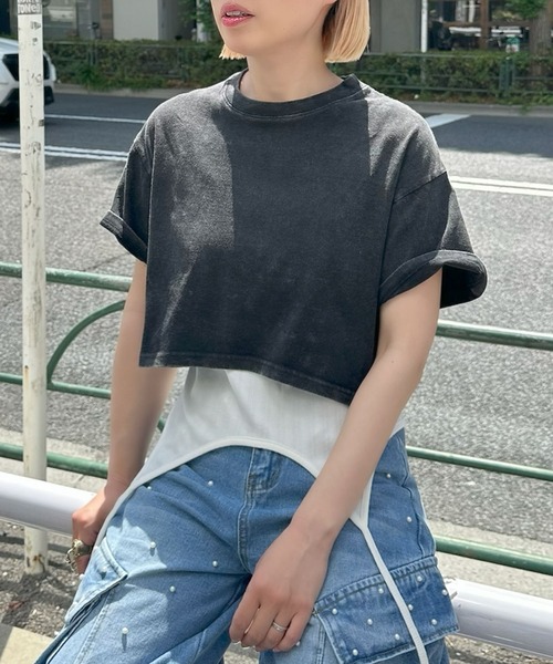 Alley Tokyo(アリートーキョー)の「ウォッシュ加工ショートBig T(Tシャツ/カットソー・レディース・ラベンダー/ブラック/ピンク・FREE)」の4枚目の写真