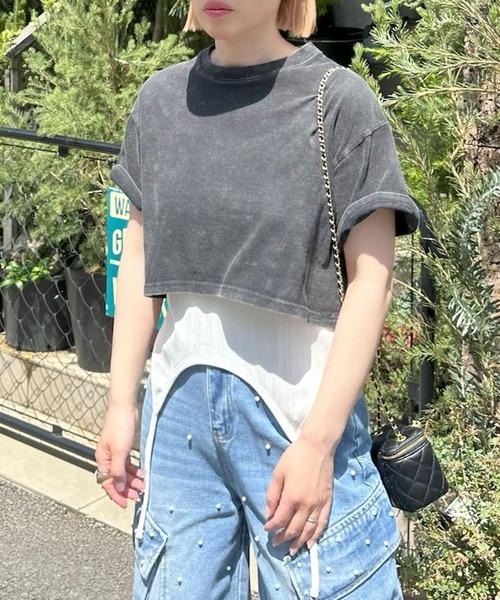 Alley Tokyo(アリートーキョー)の「ウォッシュ加工ショートBig T(Tシャツ/カットソー・レディース・ラベンダー/ブラック/ピンク・FREE)」の8枚目の写真