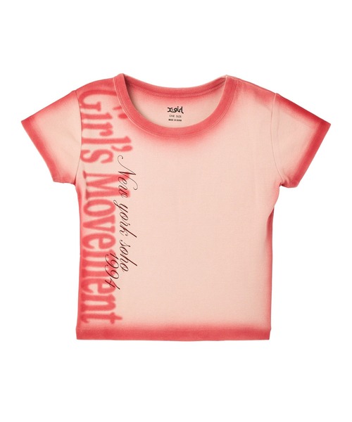 X-girl(エックスガール)の「BLURRED SPRAY LOGO S/S BABY TEE(Tシャツ/カットソー・レディース・オリーブ/レッド/チャコール・ONE SIZE)」の9枚目の写真