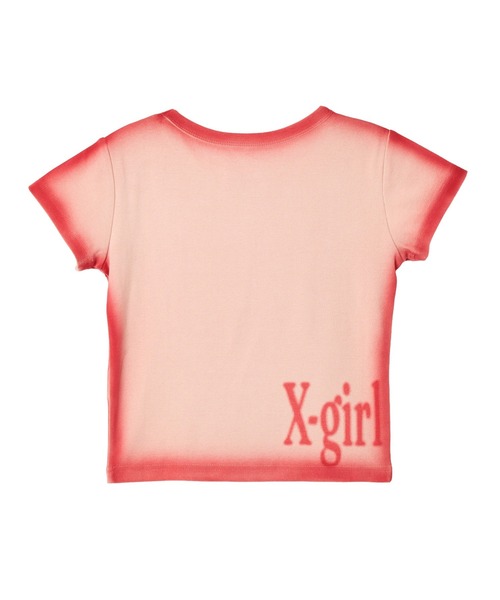 X-girl(エックスガール)の「BLURRED SPRAY LOGO S/S BABY TEE(Tシャツ/カットソー・レディース・オリーブ/レッド/チャコール・ONE SIZE)」の10枚目の写真