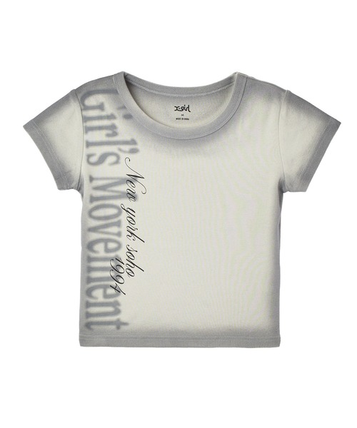 X-girl(エックスガール)の「BLURRED SPRAY LOGO S/S BABY TEE(Tシャツ/カットソー・レディース・オリーブ/レッド/チャコール・ONE SIZE)」の12枚目の写真