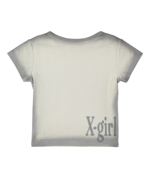 X-girl(エックスガール)の「BLURRED SPRAY LOGO S/S BABY TEE(Tシャツ/カットソー・レディース・オリーブ/レッド/チャコール・ONE SIZE)」の13枚目の写真