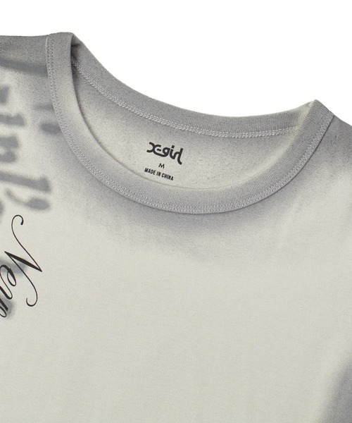 X-girl(エックスガール)の「BLURRED SPRAY LOGO S/S BABY TEE(Tシャツ/カットソー・レディース・オリーブ/レッド/チャコール・ONE SIZE)」の14枚目の写真