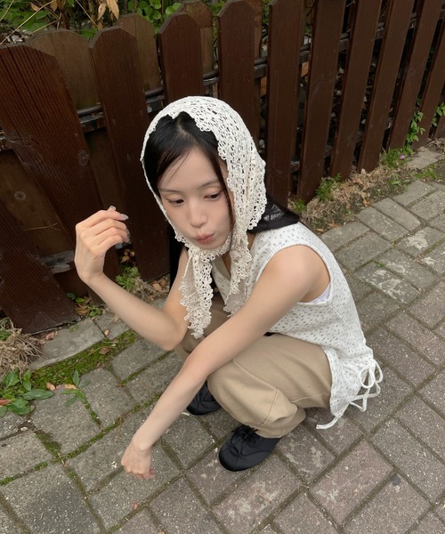 UNE MANSION（ユヌマンション）の「【UNE ORIGINAL】サイドストリングリボンラブリー ワッフルフラワーレイヤードノースリーブワンピース（タンクトップ・レディース・アイボリー/ベージュ/ネイビー・FREE）」の16枚目の写真