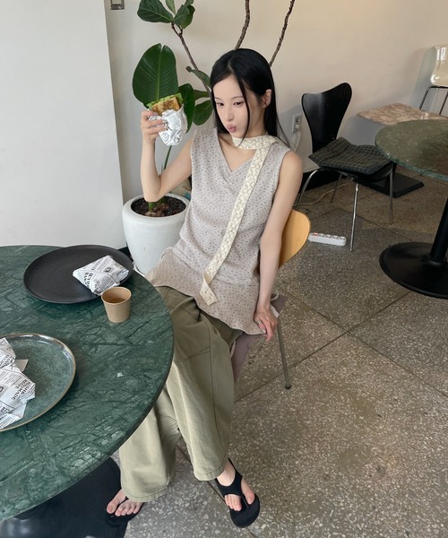 UNE MANSION（ユヌマンション）の「【UNE ORIGINAL】サイドストリングリボンラブリー ワッフルフラワーレイヤードノースリーブワンピース（タンクトップ・レディース・アイボリー/ベージュ/ネイビー・FREE）」の17枚目の写真