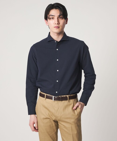 A DAY IN THE LIFE UNITED ARROWS（アデイインザライフユナイテッドアローズ）の「サッカー カッタウェイカラーシャツ＜A DAY IN THE LIFE＞（シャツ/ブラウス・メンズ・ネイビー/コバルトブルー/その他1/ホワイト・S/L/M/XL）」の2枚目の写真