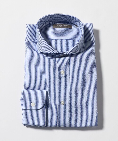 A DAY IN THE LIFE UNITED ARROWS（アデイインザライフユナイテッドアローズ）の「サッカー カッタウェイカラーシャツ＜A DAY IN THE LIFE＞（シャツ/ブラウス・メンズ・ネイビー/コバルトブルー/その他1/ホワイト・S/L/M/XL）」の3枚目の写真