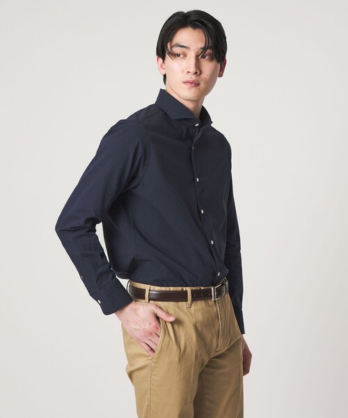 A DAY IN THE LIFE UNITED ARROWS（アデイインザライフユナイテッドアローズ）の「サッカー カッタウェイカラーシャツ＜A DAY IN THE LIFE＞（シャツ/ブラウス・メンズ・ネイビー/コバルトブルー/その他1/ホワイト・S/L/M/XL）」の5枚目の写真