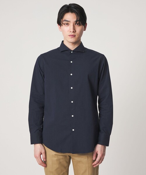 A DAY IN THE LIFE UNITED ARROWS（アデイインザライフユナイテッドアローズ）の「サッカー カッタウェイカラーシャツ＜A DAY IN THE LIFE＞（シャツ/ブラウス・メンズ・ネイビー/コバルトブルー/その他1/ホワイト・S/L/M/XL）」の11枚目の写真