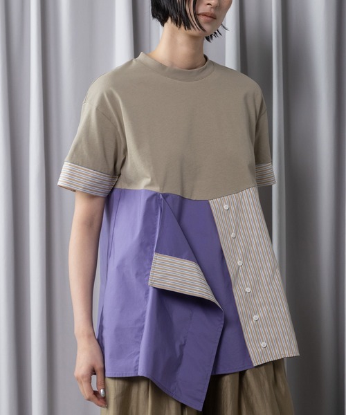 MARECHAL TERRE(マルシャルテル)の「コンビネーションデザイントップス(Tシャツ/カットソー・レディース・ブラック/オフホワイト/ネイビー/モカ・MEDIUM)」の4枚目の写真
